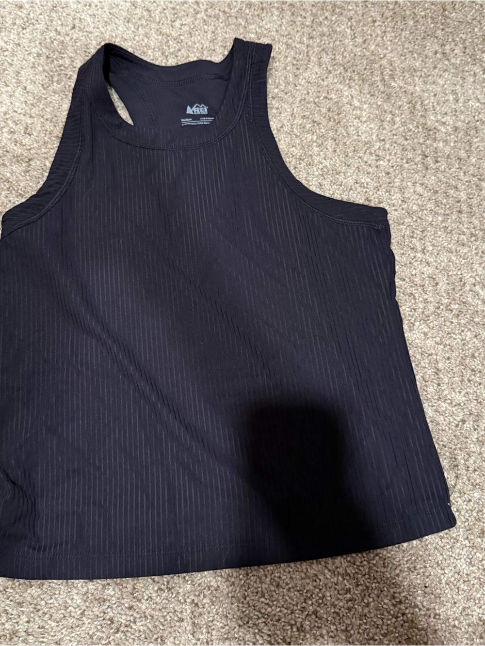REI Black Ribbed Racerback Tank Top